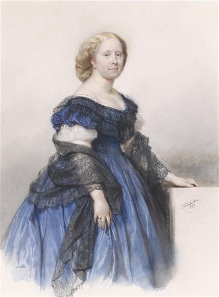 Portrait of a lady in a blue dress, 1856 - Josef Kriehuber