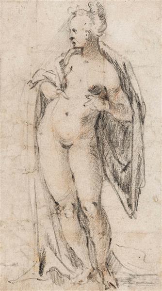 Study of a Female Nude (Venus in a Drapery), c.1605 - Bartholomäus Spranger