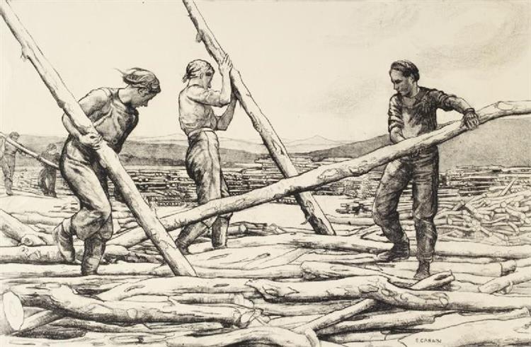 Women Lumberjacks at Pityoulish Lumber Camp, 1941 - Ethel Léontine Gabain