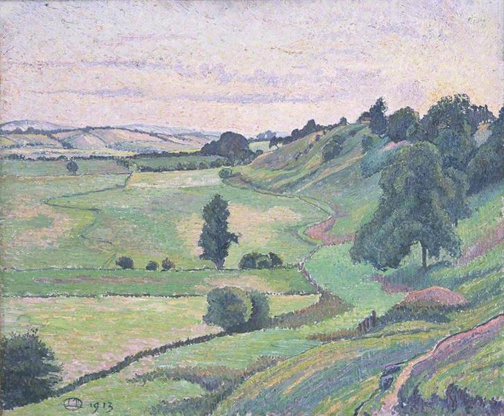 The Hills from Cadborough, Sunset, 1913 - Lucien Pissarro