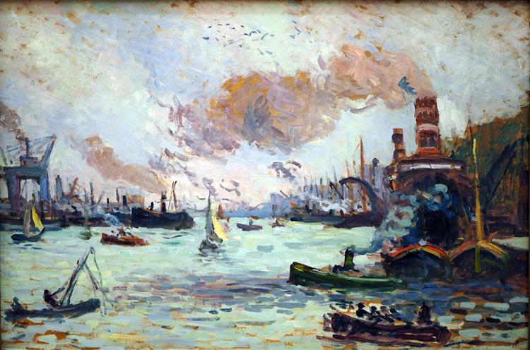 The port of Rotterdam, c.1908 - Maximilien Luce