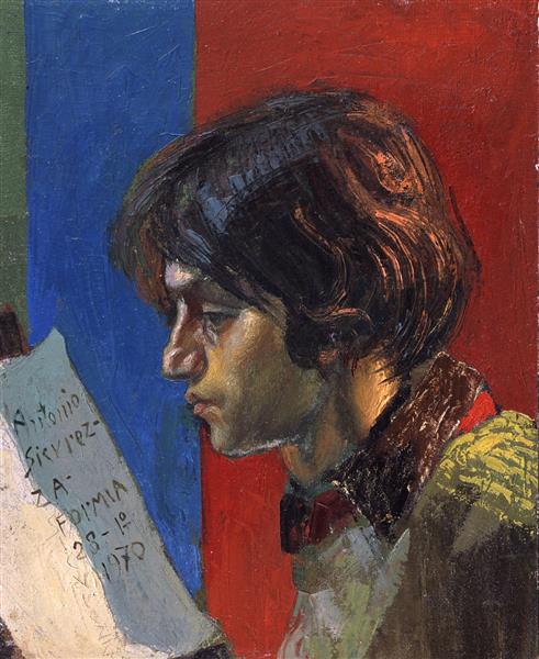 Young man reading, 1970 - Antonio Sicurezza