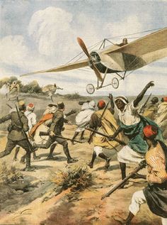 Italian Taube Aircraft in Action Against Ottoman Forces Being Forced to Land and Captured in Libya, 1912, 1912 - Achille Beltrame