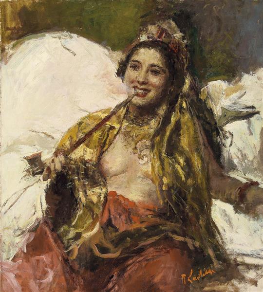 Lady with pipe, c.1930 - Romualdo Locatelli