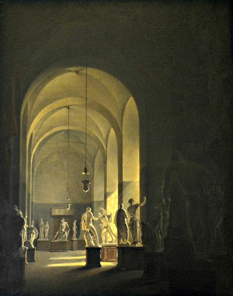 View of the interior of the Plaster Hall of the Royal Institute of Fine Arts, 1826 - Vincenzo Abbati