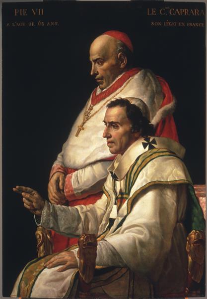 Pope Pius VII with the Cardinal Caprara, c.1805 - Жак Луи Давид
