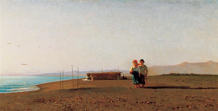 Beach in Viareggio, 1865 - Vincenzo Cabianca