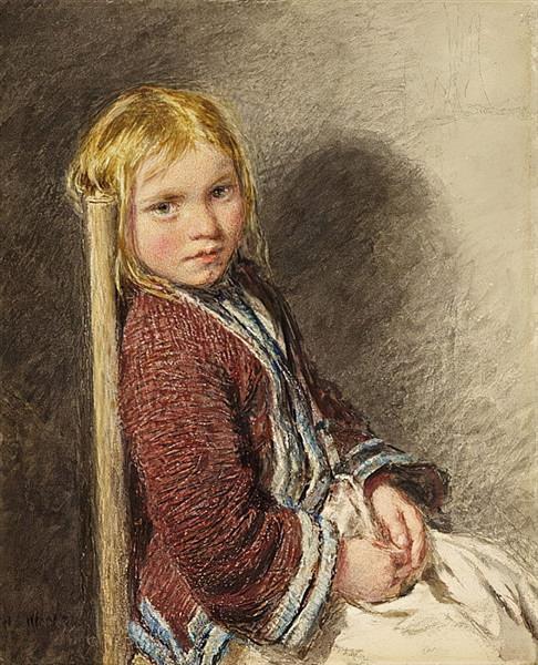 The shy sitter, c.1840 - Уильям Генри Хант