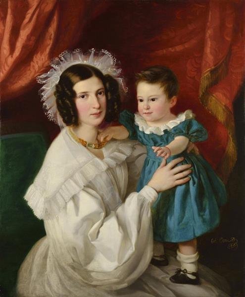 Portrait of a lady with a child, 1836 - Alexander Clarot