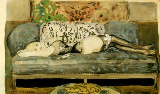 Woman Reclining on a Sofa, 1916 - Герда Вегенер