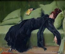 Decadent young woman. After the dance - Ramon Casas i Carbó