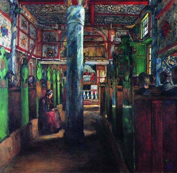 Interior from Uvdal Stave Church, 1909 - Гарриет Баккер