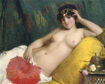 An Odalisque with a Red Fan - Giovanni Costa