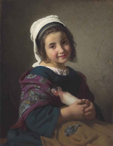 A girl with her doll, 1869 - Émile Auguste Hublin
