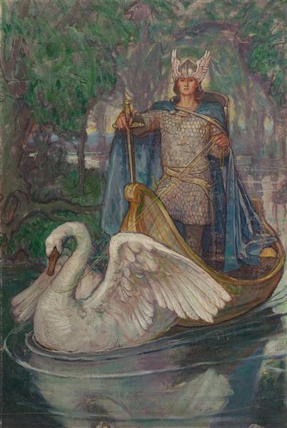 Lohengrin, Knight of the Swan (Book Cover), c.1910 - Violet Oakley