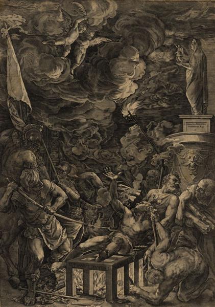 The Martyrdom of St Lawrence, 1571 - Cornelis Cort