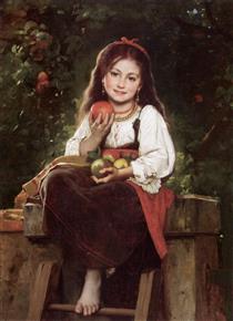 The apple picker - Léon Bazille Perrault