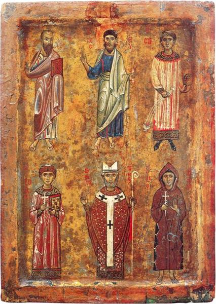 Saints Paul, James the Elder, Stephen, Lawrence, Martin of Tours, Leonard of Limoges, c.1175 - c.1195 - Orthodox Icons