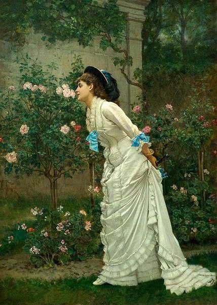 Girl and Roses - Auguste Toulmouche