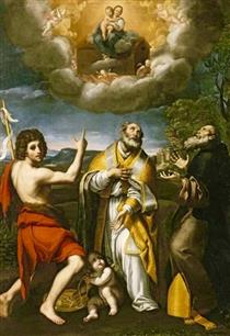 The Madonna of Loreto Appearing to St. John the Baptist, St. Eligius, & St. Anthony - Domenichino