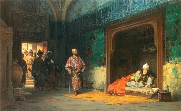 Sultan Bayezid prisoned by Timur, 1878 - Stanislaus von Chlebowski