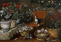 Garden View with a Dog - Tomás Yepes