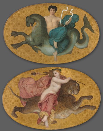 Arion on a Sea Horse and Bacchante on a Panther (pair), 1855 - 布格羅