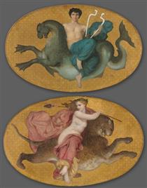 Arion on a Sea Horse and Bacchante on a Panther (pair) - William-Adolphe Bouguereau