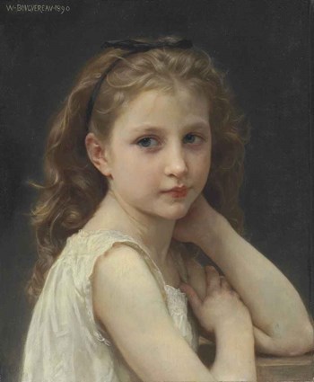 Little Girl's Head (head with Hands) - William Adolphe Bouguereau