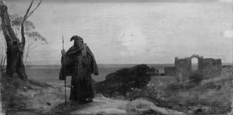 Evening Landscape with an Old Monk - Franz Ludwig Catel