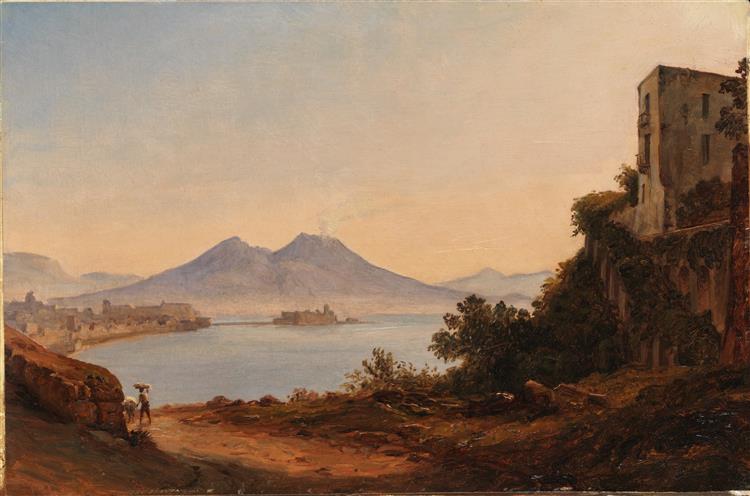 The Bay of Naples with Vesuvius and Castel dell'Ovo, 1818 - 1820 - Франц Людвиг Катель