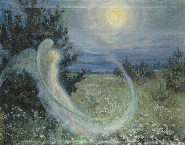 Rise of the Moon with an Angel, c.1895 - Maria Yakunchikova
