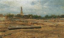 Lumber yard near Szolnok - Август фон Петтенкофен