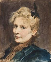 Portrait of woman in blue coat - Віктор Жільберт