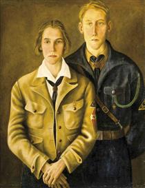 Young Couple in BDM and HJ Uniforms - Werner Peiner
