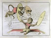 Caricature of Charles Darwin and Émile Littré - Андре Жилль
