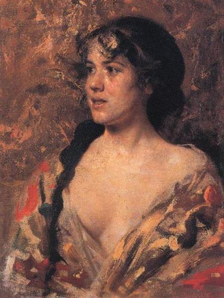 Portrait of a girl, c.1890 - Cesare Tallone