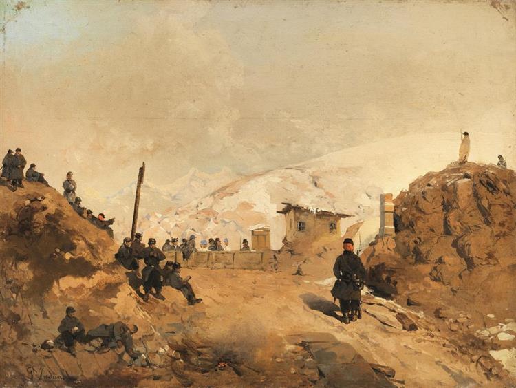 Soldiers at the Stelvio Pass, c.1866 - Gerolamo Induno