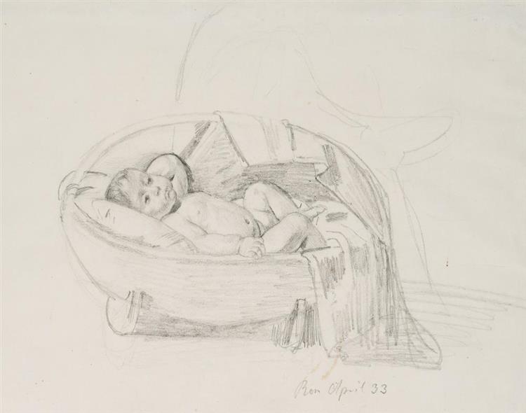 Child in the cradle (April 1833), 1833 - Theodor Leopold Weller