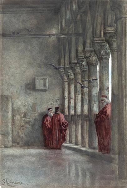Venetian patricians at the Doge's Palace - Vincenzo Cabianca