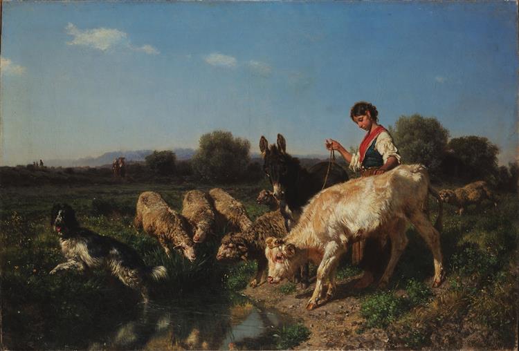 At the watering, 1867 - Филиппо Палицци