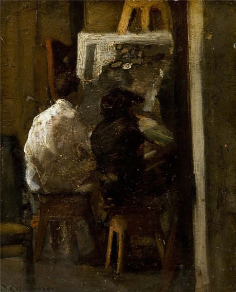 Painters at the easel - Michele Cammarano