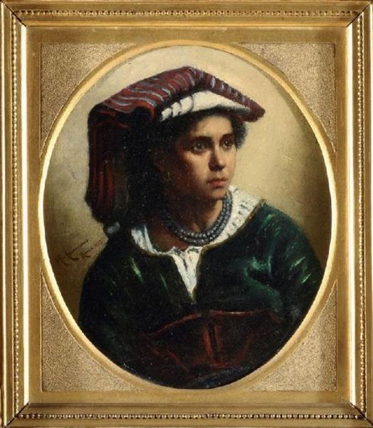 Peasant woman with green necklace, 1875 - Микеле Каммарано