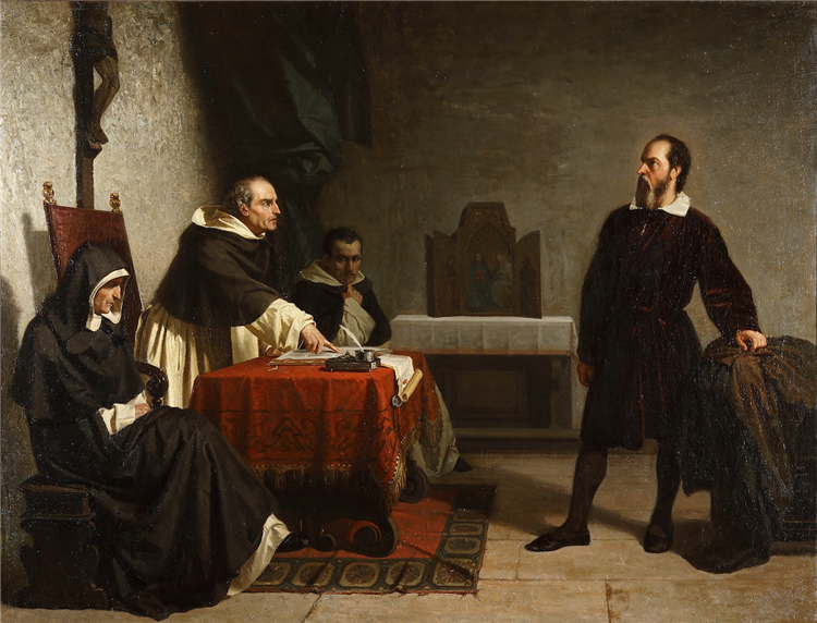 Galileo Galilei before the Inquisition tribunal, 1857 - Cristiano Banti