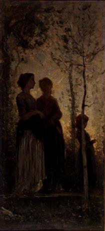 Three peasant women with trees - Кристиано Банти