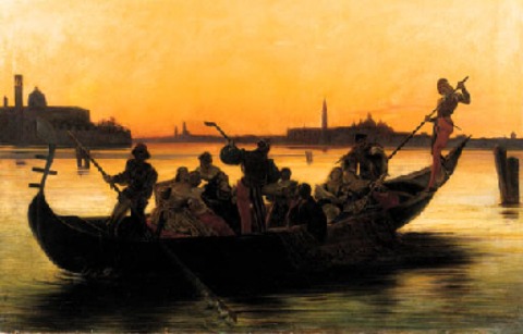Gallant meeting in a gondola, 1853 - Federico Faruffini