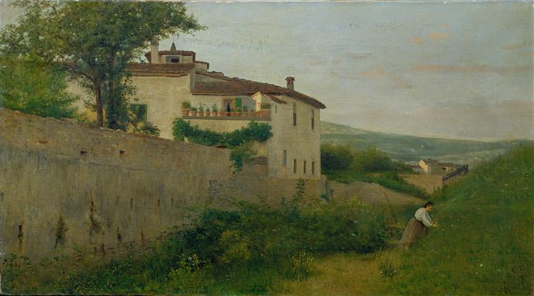 Villa Batelli along the Affrico river, 1863 - Silvestro Lega