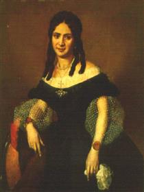 Portrait of the artist's wife, Amanzia Guérillot - Angelo Inganni