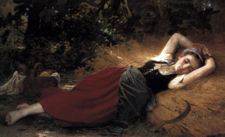 A young peasant girl sleeping, 1874 - Léon Bazile Perrault
