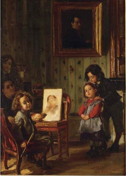 Interior, family life - Alfred Dehodencq